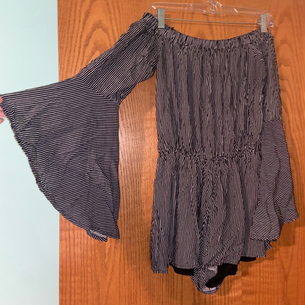 Navy off shoulder romper